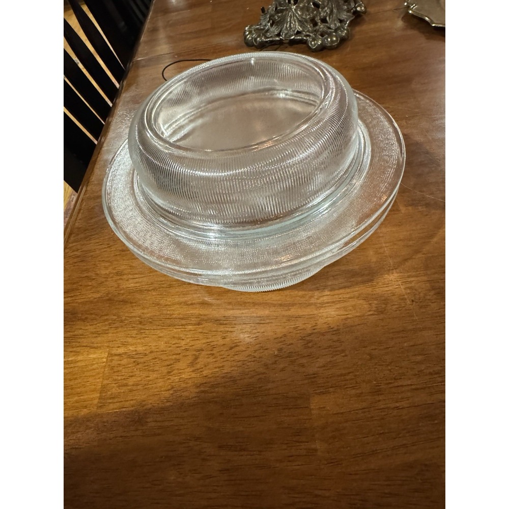 Vintage Chefs Choice Ribbed Glass Baking Dish Store Food 2 Quart Clear with Lid - Picture 10 of 10